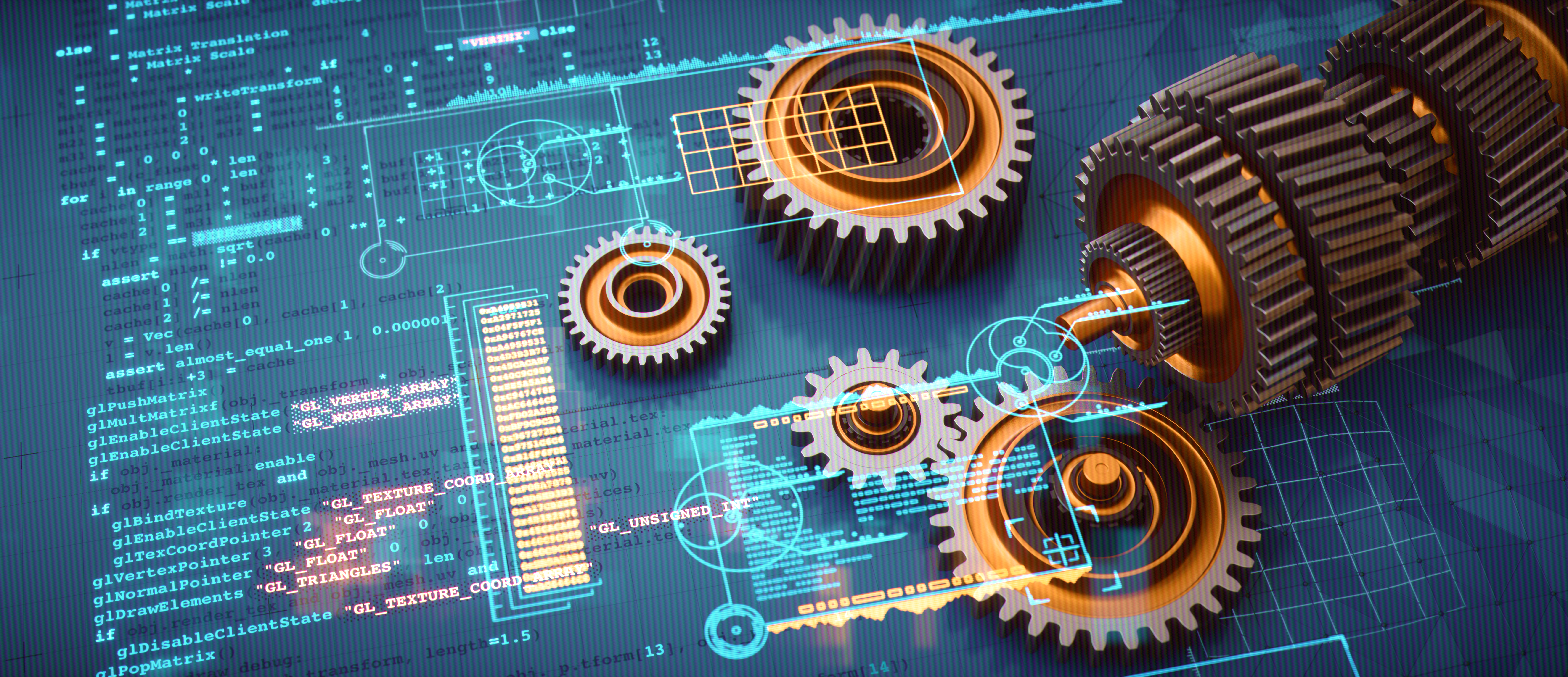 Mechanische Komponenten wie Zahnräder, Riemens, Ketten, Lager , Umlenker